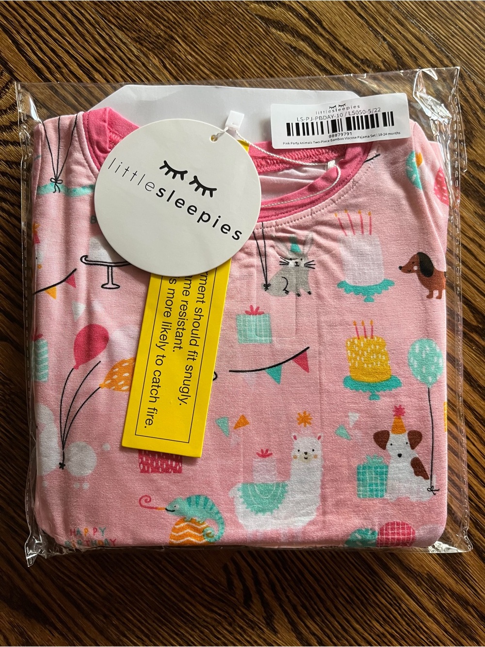 NWT Little Sleepies Pink Party Animals Pajama Set